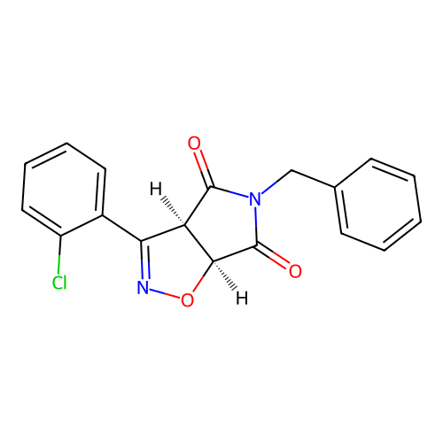 (3aR,6aS)-5-benzyl-3-(2-chlorophenyl)-3a,6a-dihydropyrrolo[3,4-d][1,2]oxazole-4,6-dione structure