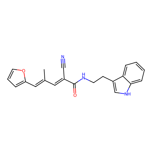 (2E,4E)-2-cyano-5-(furan-2-yl)-N-[2-(1H-indol-3-yl)ethyl]-4-methylpenta-2,4-dienamide structure