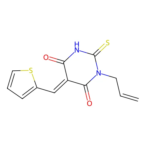 (5E)-1-烯丙基-2-硫代亚基-5-(噻吩-2-基亚甲基)-1,3-二嗪烷-4,6-二酮 structure