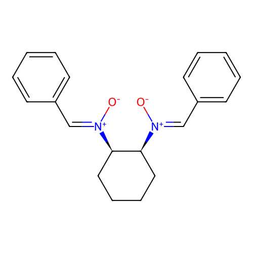 (1R,2S,N1Z,N2Z)-N1,N2-dibenzylidenecyclohexane-1,2-diamine dioxide structure