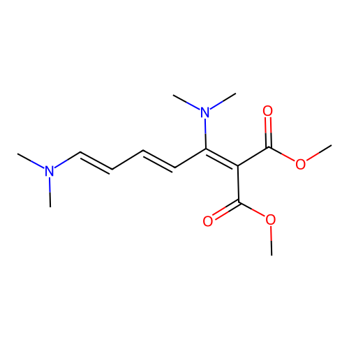 dimethyl [(2E,4E)-1,5-bis(dimethylamino)penta-2,4-dien-1-ylidene]propanedioate structure