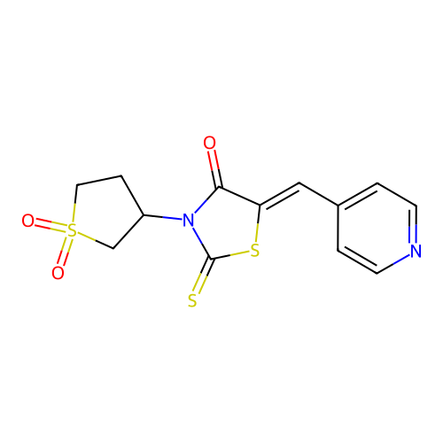3-(1,1-dioxidotetrahydro-3-thienyl)-5-(4-pyridinylmethylene)-2-thioxo-1,3-thiazolidin-4-one structure