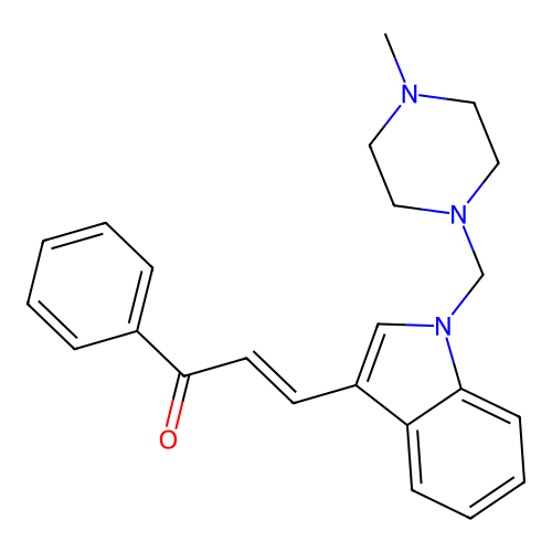 (E)-3-[1-[(4-methylpiperazin-1-yl)methyl]indol-3-yl]-1-phenylprop-2-en-1-one structure