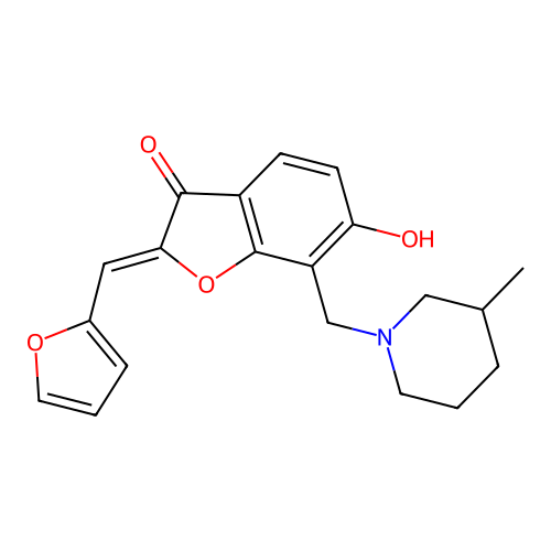 (Z)-2-(furan-2-ylmethylene)-6-hydroxy-7-((3-methylpiperidin-1-yl)methyl)benzofuran-3(2H)-one structure