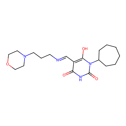 1-cycloheptyl-5-[(3-morpholin-4-ylpropylamino)methylidene]-1,3-diazinane-2,4,6-trione structure