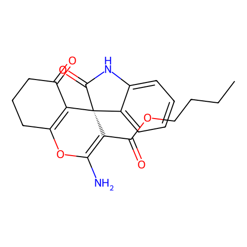 (S)-butyl 2-amino-2',5-dioxo-5,6,7,8-tetrahydrospiro[chromene-4,3'-indoline]-3-carboxylate structure