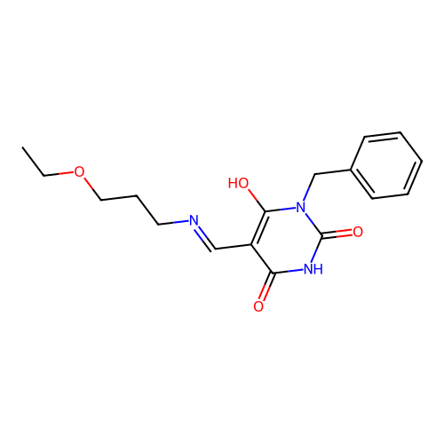 1-benzyl-5-[(3-ethoxypropylamino)methylidene]-1,3-diazinane-2,4,6-trione structure