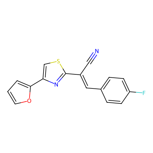 (E)-3-(4-Fluoro-phenyl)-2-(4-furan-2-yl-thiazol-2-yl)-acrylonitrile structure