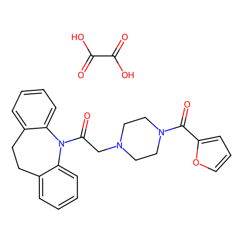 1-(10,11-dihydro-5H-dibenzo[b,f]azepin-5-yl)-2-(4-(furan-2-carbonyl)piperazin-1-yl)ethanone oxalate structure