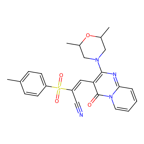 (2E)-3-[2-(2,6-DIMETHYLMORPHOLIN-4-YL)-4-OXO-4H-PYRIDO[1,2-A]PYRIMIDIN-3-YL]-2-(4-METHYLBENZENESULFONYL)PROP-2-ENENITRILE structure