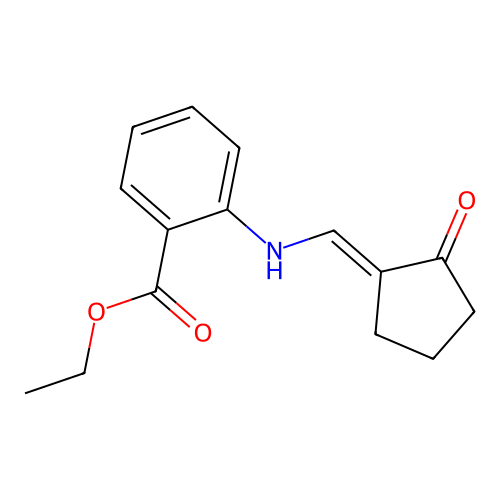 (E)-ethyl 2-(((2-oxocyclopentylidene)methyl)amino)benzoate structure
