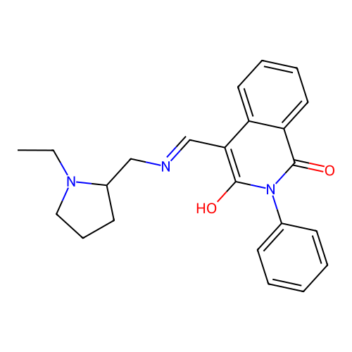 (E)-4-((((1-ethylpyrrolidin-2-yl)methyl)amino)methylene)-2-phenylisoquinoline-1,3(2H,4H)-dione structure
