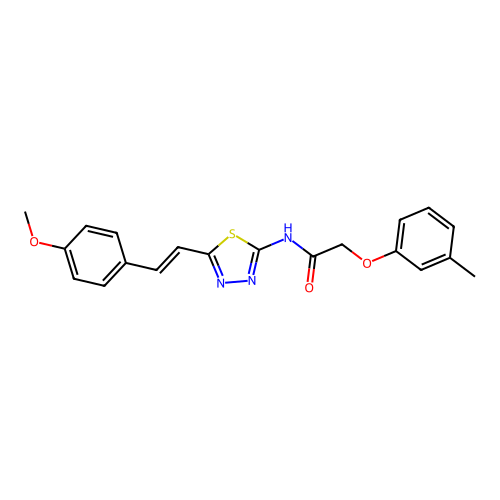 (E)-N-(5-(4-methoxystyryl)-1,3,4-thiadiazol-2-yl)-2-(m-tolyloxy)acetamide structure