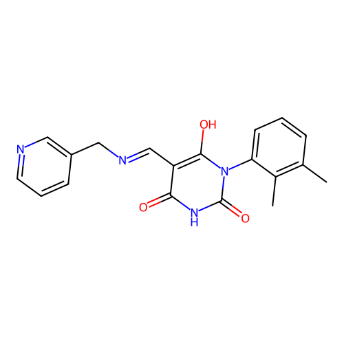 (5E)-1-(2,3-dimethylphenyl)-5-[(pyridin-3-ylmethylamino)methylidene]-1,3-diazinane-2,4,6-trione structure