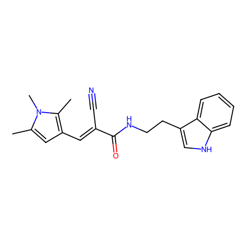(E)-2-Cyano-N-[2-(1H-indol-3-yl)-ethyl]-3-(1,2,5-trimethyl-1H-pyrrol-3-yl)-acrylamide structure