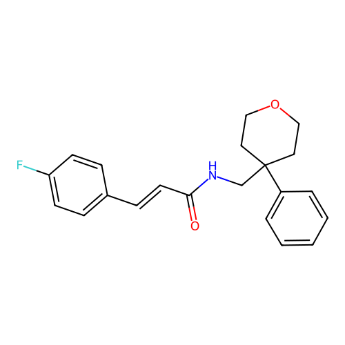 3-(4-fluorophenyl)-N-[(4-phenyltetrahydro-2H-pyran-4-yl)methyl]acrylamide structure
