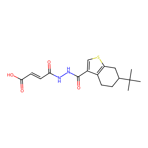 4-{2-[(6-tert-butyl-4,5,6,7-tetrahydro-1-benzothien-3-yl)carbonyl]hydrazino}-4-oxo-2-butenoic acid structure