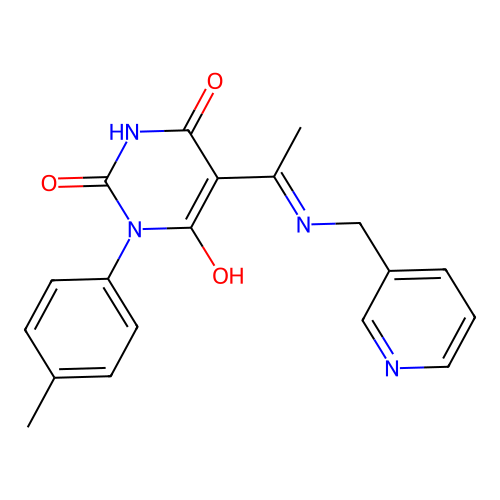 1-(4-methylphenyl)-5-[1-(pyridin-3-ylmethylamino)ethylidene]-1,3-diazinane-2,4,6-trione structure