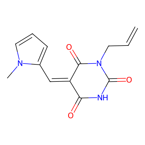 1-allyl-5-[(1-methyl-1H-pyrrol-2-yl)methylene]-2,4,6(1H,3H,5H)-pyrimidinetrione structure