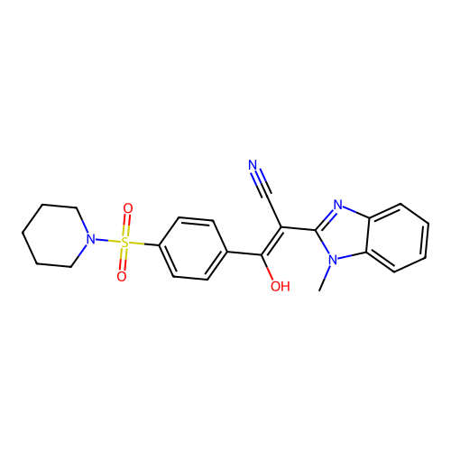 2-[(2E)-1-methyl-2,3-dihydro-1H-1,3-benzodiazol-2-ylidene]-3-oxo-3-[4-(piperidine-1-sulfonyl)phenyl]propanenitrile structure