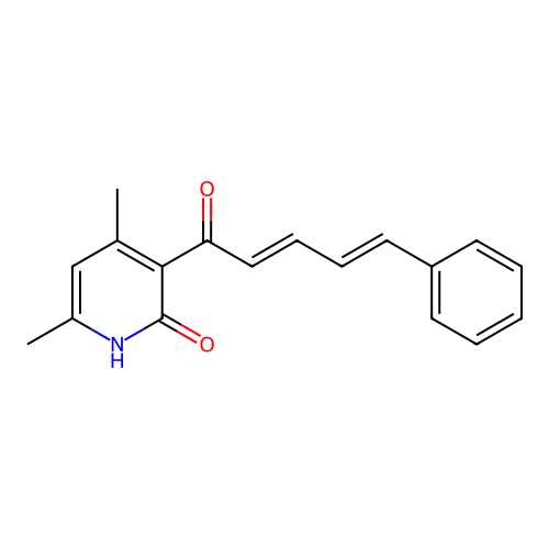 4,6-dimethyl-3-(5-phenyl-2,4-pentadienoyl)-2(1H)-pyridinone structure