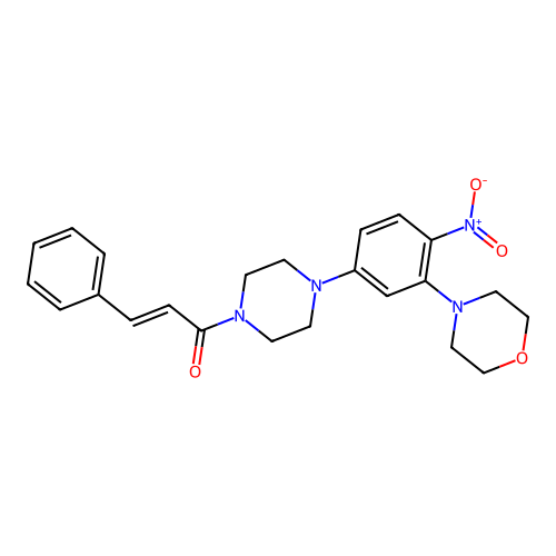 (E)-1-[4-(3-morpholin-4-yl-4-nitrophenyl)piperazin-1-yl]-3-phenylprop-2-en-1-one structure