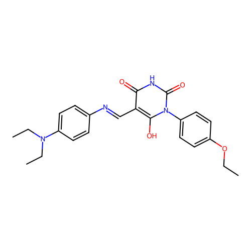 (5Z)-5-[[4-(diethylamino)anilino]methylidene]-1-(4-ethoxyphenyl)-1,3-diazinane-2,4,6-trione structure