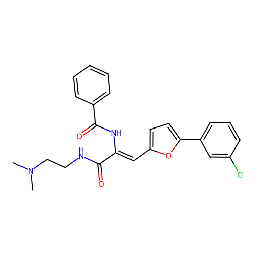 N-[2-[5-(3-chlorophenyl)-2-furyl]-1-(2-dimethylaminoethylcarbamoyl)ethenyl]benzamide structure