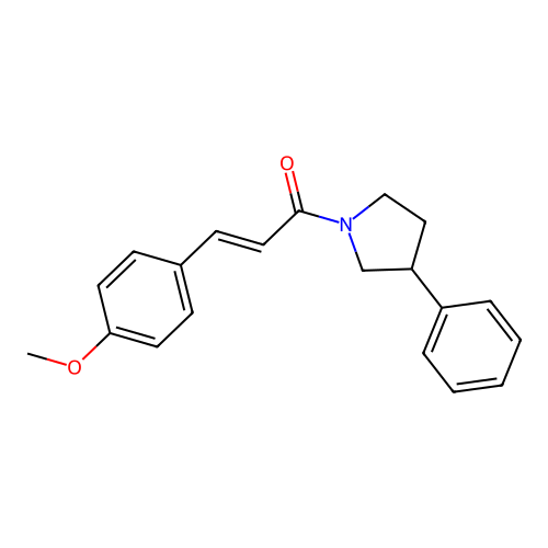 (E)-3-(4-methoxyphenyl)-1-(3-phenylpyrrolidin-1-yl)prop-2-en-1-one structure