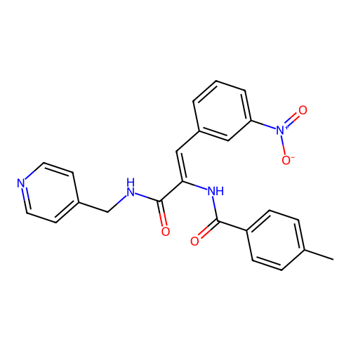 4-methyl-N-(2-(3-nitrophenyl)-1-{[(4-pyridinylmethyl)amino]carbonyl}vinyl)benzamide structure
