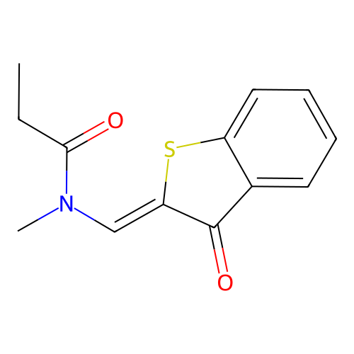 N-methyl-N-[(Z)-(3-oxo-1-benzothiophen-2-ylidene)methyl]propanamide structure