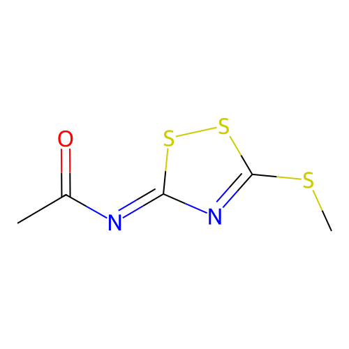 N-(5-methylsulfanyl-1,2,4-dithiazol-3-ylidene)acetamide structure
