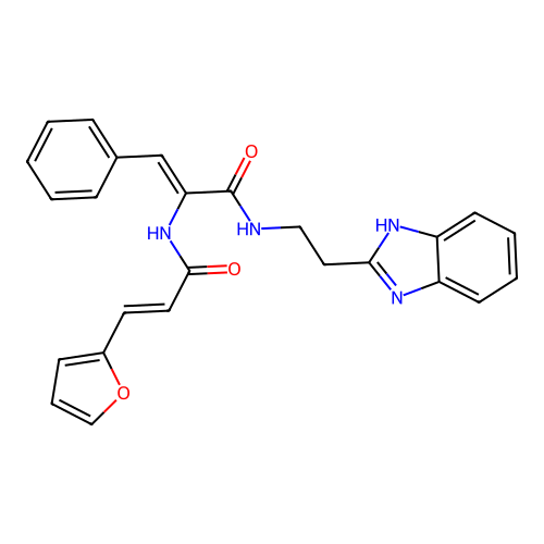 (Z)-N-[2-(1H-benzimidazol-2-yl)ethyl]-2-[[(E)-3-(furan-2-yl)prop-2-enoyl]amino]-3-phenylprop-2-enamide structure