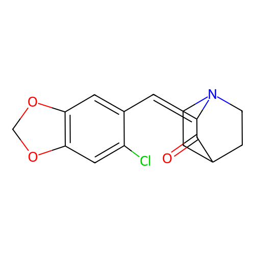 2-[(6-Chloro-1,3-benzodioxol-5-yl)methylene]quinuclidin-3-one structure