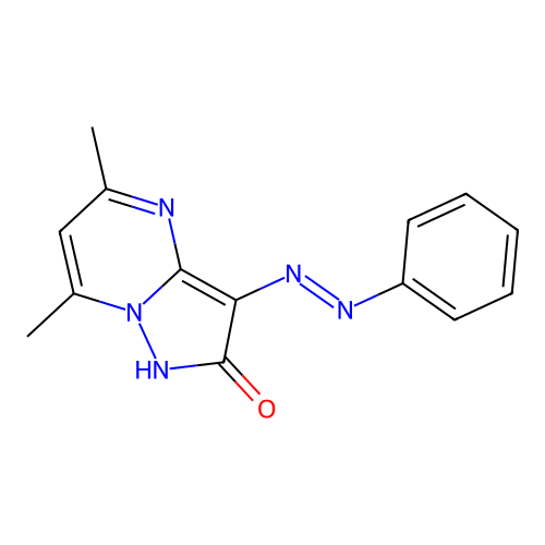 5,7-dimethyl-3-phenyldiazenyl-1H-pyrazolo[1,5-a]pyrimidin-2-one structure