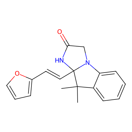 3a-[(E)-2-(furan-2-yl)ethenyl]-4,4-dimethyl-1,3-dihydroimidazo[1,2-a]indol-2-one structure