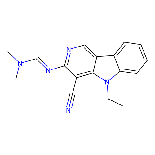N'-(4-Cyano-5-ethyl-5H-pyrido[4,3-b]indol-3-yl)-N,N-dimethyl-formamidine structure