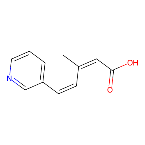 (2Z,4Z)-3-methyl-5-(pyridin-3-yl)penta-2,4-dienoic acid structure