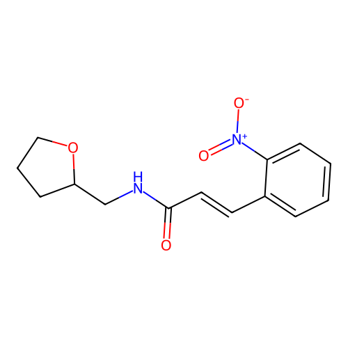 (E)-3-(2-nitrophenyl)-N-(oxolan-2-ylmethyl)prop-2-enamide structure
