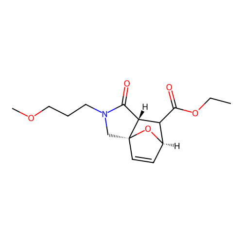(3aS,6R,7aR)-ethyl 2-(3-methoxypropyl)-1-oxo-1,2,3,6,7,7a-hexahydro-3a,6-epoxyisoindole-7-carboxylate structure