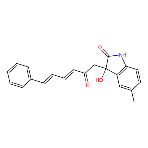 3-hydroxy-5-methyl-3-[(3E,5E)-2-oxo-6-phenylhexa-3,5-dienyl]-1H-indol-2-one structure