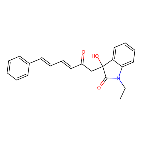 1-ethyl-3-hydroxy-3-[(3E,5E)-2-oxo-6-phenylhexa-3,5-dien-1-yl]-1,3-dihydro-2H-indol-2-one structure