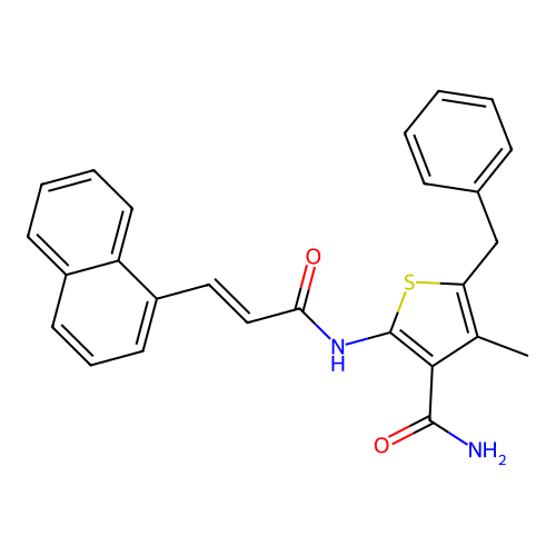 5-Benzyl-4-methyl-2-{[3-(1-naphthyl)acryloyl]amino}-3-thiophenecarboxamide structure