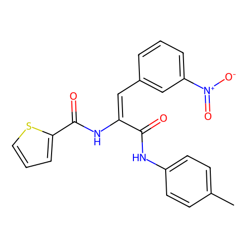 Thiophene-2-carboxylic acid [2-(3-nitro-phenyl)-1-p-tolylcarbamoyl-vinyl]-amide structure