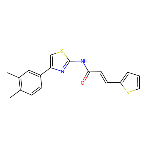 (E)-N-(4-(3,4-dimethylphenyl)thiazol-2-yl)-3-(thiophen-2-yl)acrylamide structure