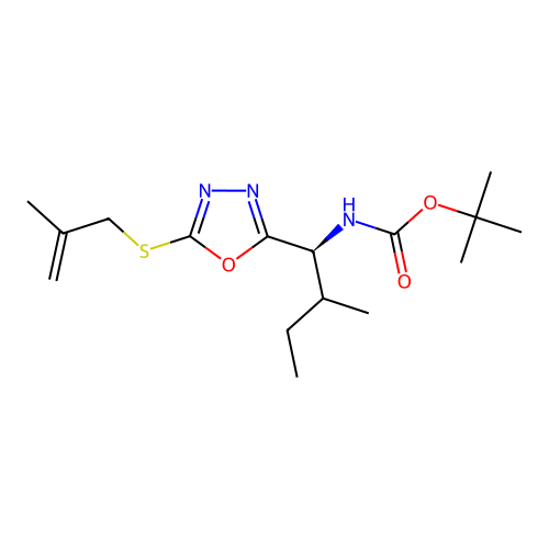 tert-butyl ((1S,2R)-2-methyl-1-(5-((2-methylallyl)thio)-1,3,4-oxadiazol-2-yl)butyl)carbamate structure