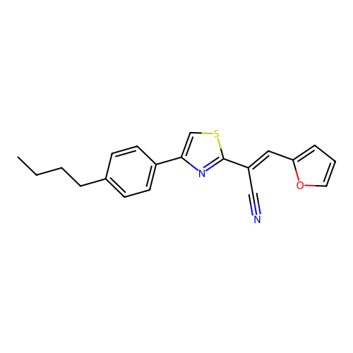 2-[4-(4-Butyl-phenyl)-thiazol-2-yl]-3-furan-2-yl-acrylonitrile structure