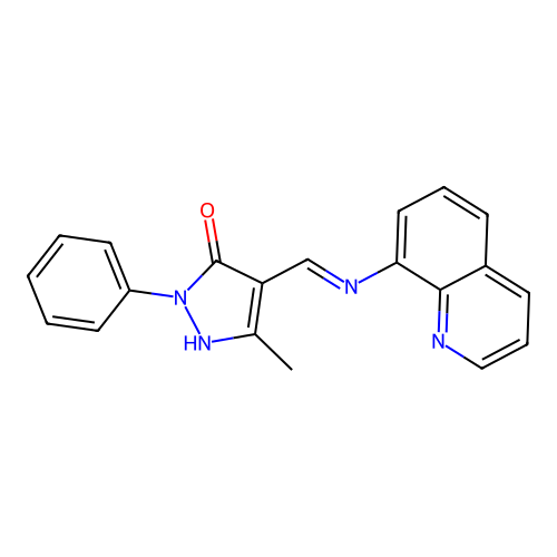 5-Methyl-2-phenyl-4-(quinolin-8-ylaminomethylene)-2,4-dihydro-pyrazol-3-one structure