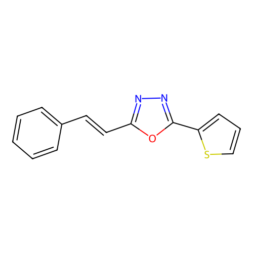 2-(2-Phenylvinyl)-5-(2-thienyl)-1,3,4-oxadiazole structure