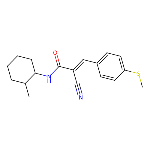 2-cyano-N-(2-methylcyclohexyl)-3-[4-(methylsulfanyl)phenyl]prop-2-enamide structure